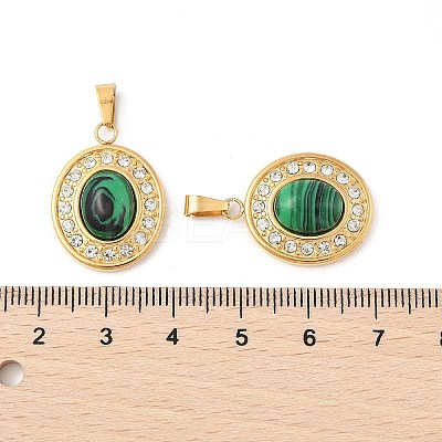 Synthetic Malachite Oval Pendants STAS-L280-15G-1