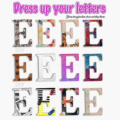 Letter E Shape Unfinished Wood Slices DIY-GA0001-13-1