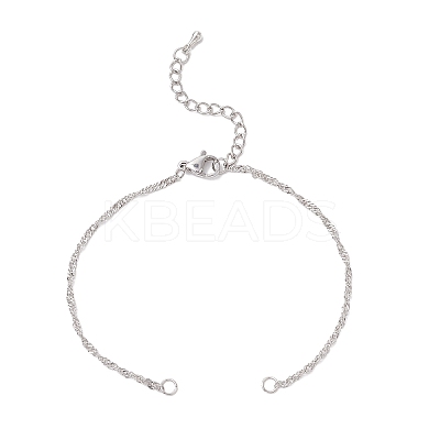 2Pcs 2 Colors 304 Stainless Steel Singapore Chain Bracelet Making AJEW-JB01345-1