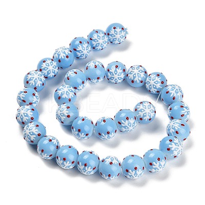 Christmas Theme Baking Paint Glass Beads LAMP-I028-08-1