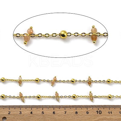 Handmade Faceted Natural Sunstone Beaded Chains CHC-L050-02G-05-1