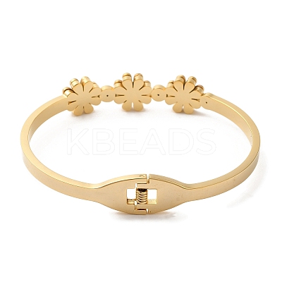 Adjustable Flower Vacuum Plating PVD Vacuum Plating 304 Stainless Steel Bangles for Women BJEW-F474-10G-1