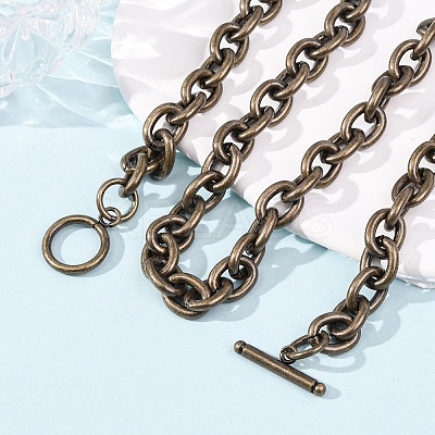 9MM 304 Stainless Steel Cable Chain OT Necklaces for Women NJEW-G194-03AB-1