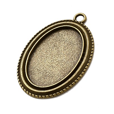 Tibetan Style Zinc Alloy Pendant Cabochon Settings X-TIBEP-M004-01AB-NR-1
