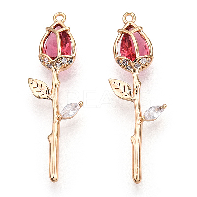 Brass Micro Pave Cubic Zirconia Pendants X-KK-S364-014A-1