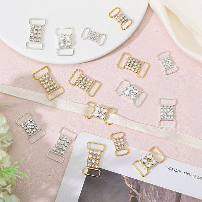 16Pcs 8 Styles Alloy Crystal Rhinestone Connector Charms FIND-FG0003-81-1