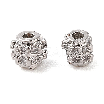 Brass Micro Pave Clear Cubic Zirconia Spacer Beads KK-N256-12P-1