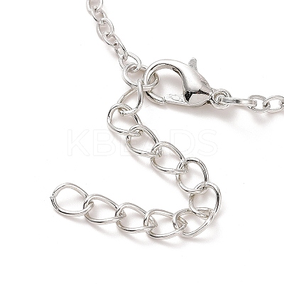 Glass Flat Round Pendant Necklace with Brass Chain LS-NJEW-A003-01A-1