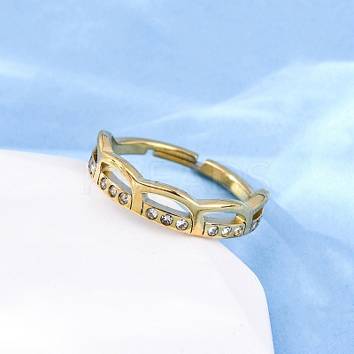 304 Stainless Steel with Rhinestone Finger Rings RJEW-Q020-10G-1