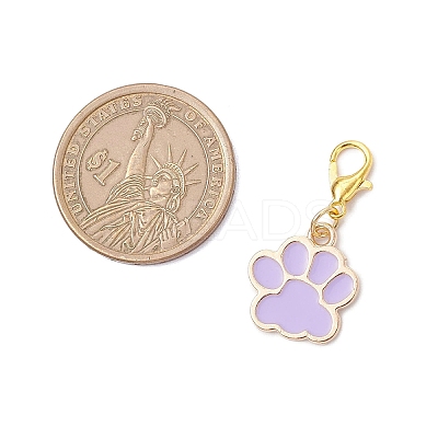 Alloy Enamel Dog Paw Print Pendant Decorations HJEW-JM03746-1