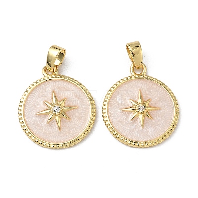 Brass Micro Pave Clear Cubic Zirconia Pendants KK-F924-03G-02-1