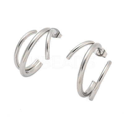 304 Stainless Steel Triple Stud Earrings EJEW-Z098-16P-1