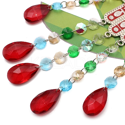 Hamsa Hand/Hand of Miriam with Evil Eye Alloy Lampwork Pendant Decoration HAMS-PW0001-01-1
