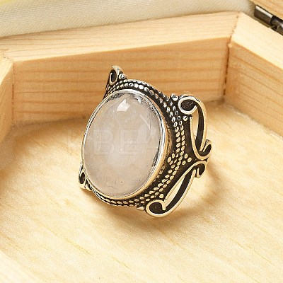 Natural Quartz Crystal Adjustable Rings RJEW-I108-02AS-14-1