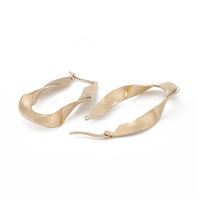 201 Stainless Steel Twist Oval Hoop Earrings with 304 Stainless Steel Pins for Women EJEW-B016-20G-1