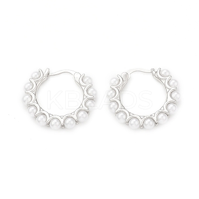 Plastic Imitation Pearl Beaded Hoop Earrings EJEW-G340-01P-1