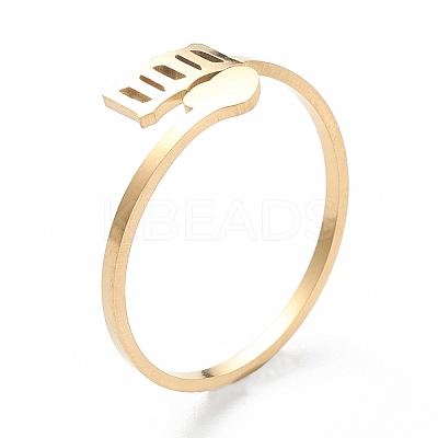 Ion Plating(IP) 201 Stainless Steel Cuff Rings RJEW-M136-01B-G-1
