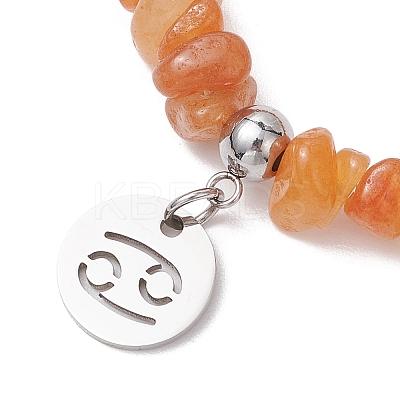 Natural Red Aventurine Chip Beaded Stretch Bracelets BJEW-JB11133-06-1