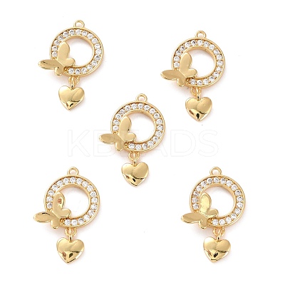 Brass Micro Pave Cubic Zirconia Pendants ZIRC-P092-015G-RS-1