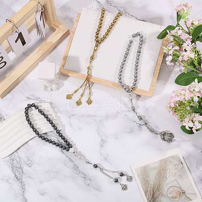 3Pcs 3 Colors Alloy Knot Charm Bracelets BJEW-PH0004-70-1
