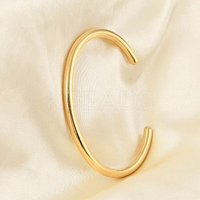 Ion Plating(IP) 304 Stainless Steel Simple Thin Cuff Bangles X-BJEW-P296-02G-1