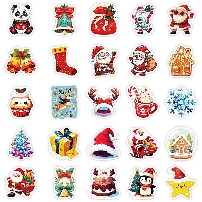 50Pcs Christmas Theme Cartoon Paper Stickers DIY-P085-05-1