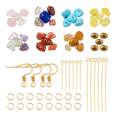 DIY Mixed Stone Chip Beads Earrings Making Kit DIY-FS0002-38-1