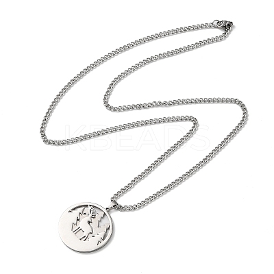 Non-Tarnish 304 Stainless Steel Double Layer Pendant Necklaces LS-NJEW-D047-02P-1