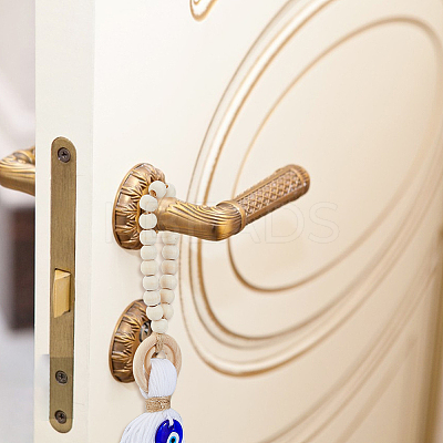 Wooden Beads Door Handle Pendant Decorations AJEW-WH0270-923A-1