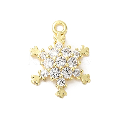 Christmas Theme Brass Micro Pave Cubic Zirconia Charms KK-P278-06G-1
