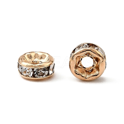 Rack Plating Brass Crystal Rhinestone Rondelle Space Beads RB-D303-KCG-1