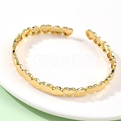 Heart Brass Cuff Bangles for Women BJEW-C144-01B-G-1