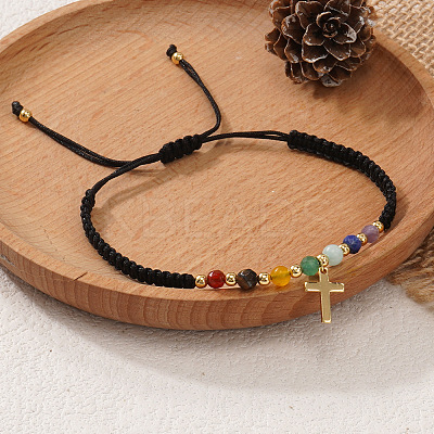 Brass Cross Charm Braided Bracelets WW9232-1