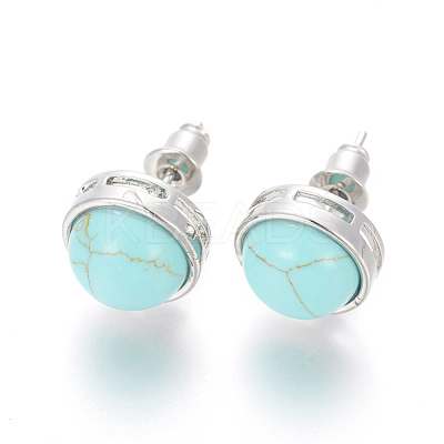 Synthetic Turquoise Stud Earrings EJEW-F162-H06-1