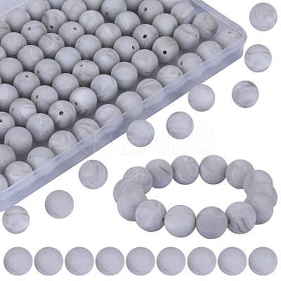 80Pcs Round Silicone Focal Beads SIL-SZ0001-24-21-1