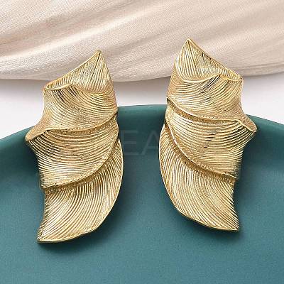 304 Stainless Steel Leaf Stud Earrings EJEW-K268-54G-1