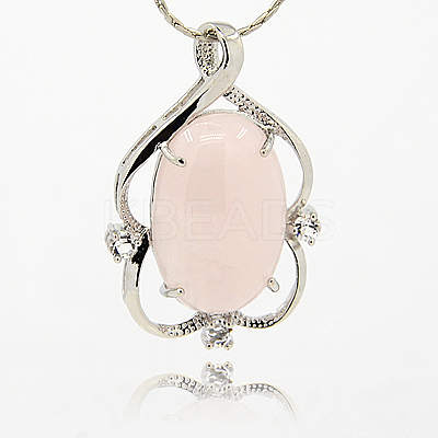Natural Rose Quartz Pendants G-XCP0001-39-1