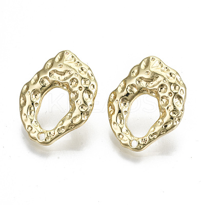 Rack Plating Hammered Alloy Stud Earring Findings PALLOY-N155-65-NR-1