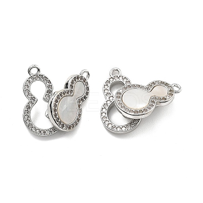 Brass Micro Pave Cubic Zirconia & Shell Fold Over Clasps KK-B129-15P-1
