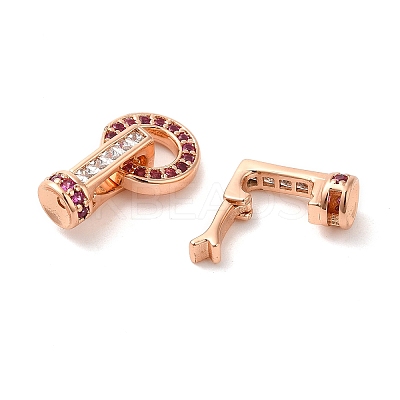 Rack Plating Brass Pave Cubic Zirconia Fold Over Clasps KK-Q772-09RG-01-1