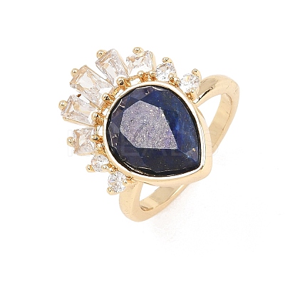 Brass with Natural Lapis Lazuli Finger Rings GG-CBACC2B-07G-05-1