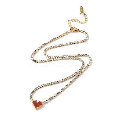 Red Acrylic Heart Pendant Necklace NJEW-F317-05G-1