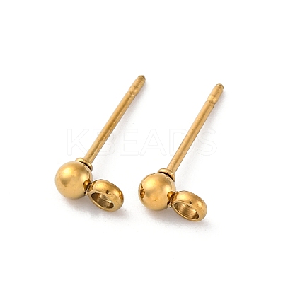 304 Stainless Steel Ball Post Stud Earring Findings STAS-Z035-01G01-G-1
