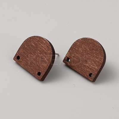 Saddle Brown Wood Stud Earring Findings WOOD-WH0125-10A-1