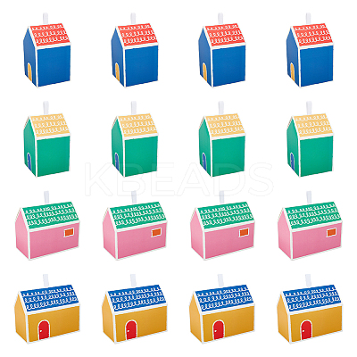 32Pcs 4 Styles House Shaped Cardboard Paper Foldable Gift Boxes CON-NB0002-23-1