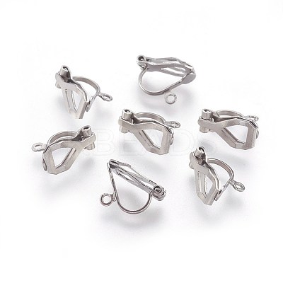Non-Tarnish 304 Stainless Steel Clip-on Earrings Components LS-X-STAS-F188-07P-1
