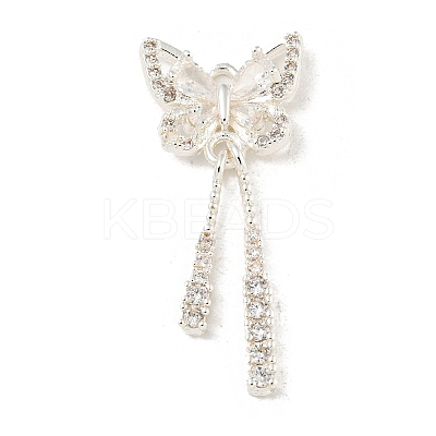 Brass Micro Pave Clear Cubic Zirconia Pendants KK-Z057-06S-1