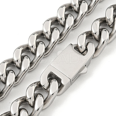 Non-Tarnish 201 Stainless Steel Cuban Link Chain Necklaces for Women and Men NJEW-F322-04P-04-1