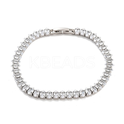Brass Pave Clear Cubic Zirconia Horse Eye Link Bracelets BJEW-B094-03B-P-1