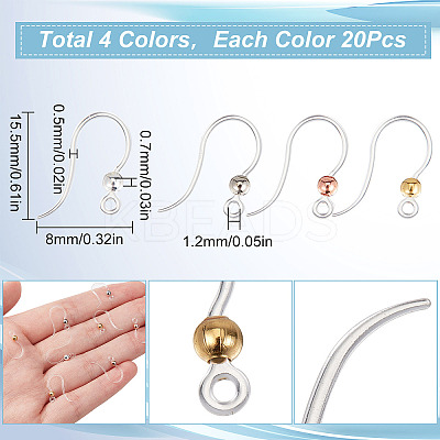 80Pcs 4 Colors Eco-Friendly Plastic Earring Hooks STAS-SC0004-44-1